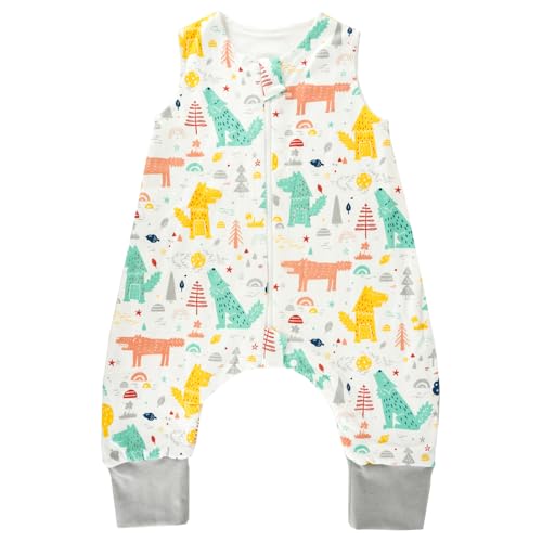 WYTbaby Schlafsack mit Füßen 1.0 Tog, 100% Baumwolle Schlafsack mit Beinen Ganzjahres Babyschlafsack für Junge Mädchen 90cm (Kinder Höhe 90-100cm) von WYTbaby