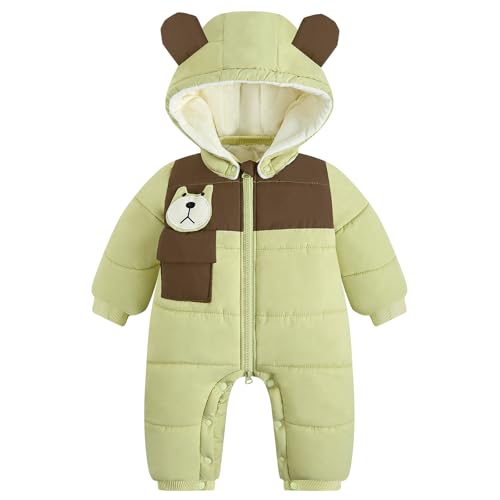 WYTbaby Schneeanzug Baby Overall Winter Dickes Warm Strampler Winddicht Winteranzug Mit Kapuze für Baby Junge Mädchen 12-18 Monate von WYTbaby