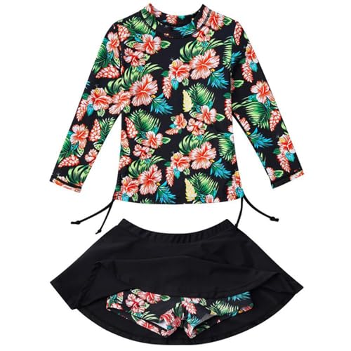 WYTbaby Uv Badebekleidung Mädchen Badeanzug Zweiteiler Langarm Schwimmanzug Sets für Mädchen 5-6 Jahre von WYTbaby