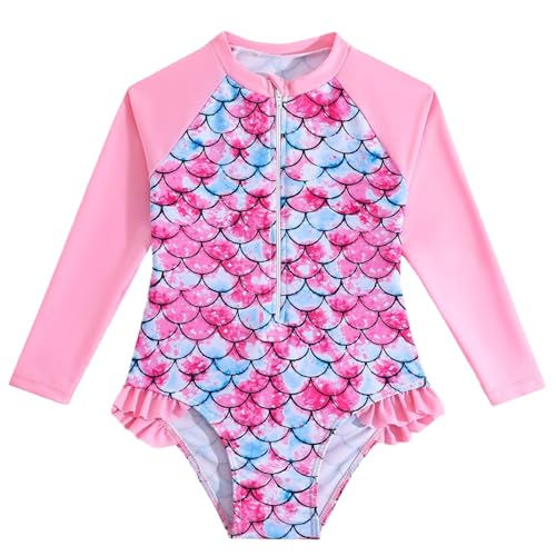 WYTbaby Uv Badebekleidung Mädchen Einteiliger Langarm Badeanzug Mädchen Uv Shirt Kinder Sommer Schwimmanzug für Mädchen Von 7-8 Jahre von WYTbaby