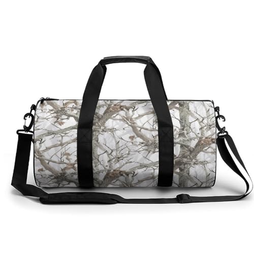 Reisetasche, Sporttasche, Motiv: weißer Baum, Camouflage-Druck, für Damen und Herren, Turnbeutel, Turnbeutel mit Schuhfach, weißer Baum-Camo, 45 cm/22,9 cm/22,9 cm/22,9 cm, Weißer Baum Camo, von WYUSPGK