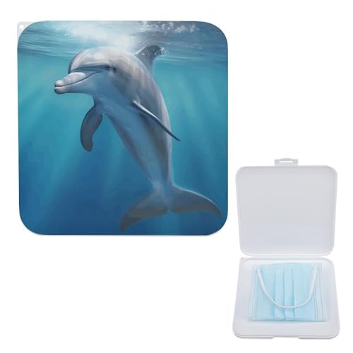 Stilvolle Aufbewahrungsbox für Masken, Winter, Delfin-Druck, tragbar und leicht, PP-Maskenetui, wiederverwendbare Maskenbox, modische Maskenaufbewahrungsbox, Aufbewahrungsbox für Masken, 5.1"x5.1", Stilvolle Aufbewahrungsbox für Masken, Winter, Delfin-Druck, tragbar und leicht, PP-Maskenetui, wiederverwendbare Maskenbox, modische Maskenaufbewahrungsbox, Aufbewahrungsbox für Masken, 5.1"x5.1", von WYUSPGK