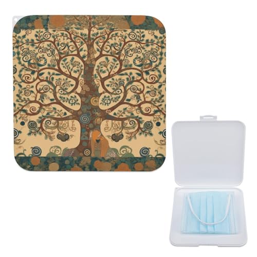 Stilvolle Masken-Aufbewahrungsbox, Baum des Lebens, tragbarer und leichter PP-Maskenetui, wiederverwendbare Maskenbox, modische Maskenaufbewahrungsbox, Aufbewahrungsbox für Masken, 5.1"x5.1", Modern von WYUSPGK