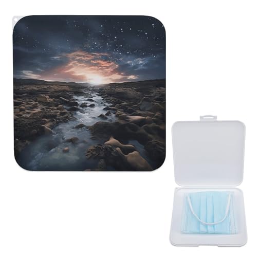 Stilvolle Masken-Aufbewahrungsbox, dezenter Atmosphärendruck, tragbar und leicht, PP-Maskenetui, wiederverwendbare Maskenbox, modische Maskenaufbewahrungsbox, Aufbewahrungsbox für Masken, 5.1"x5.1", von WYUSPGK