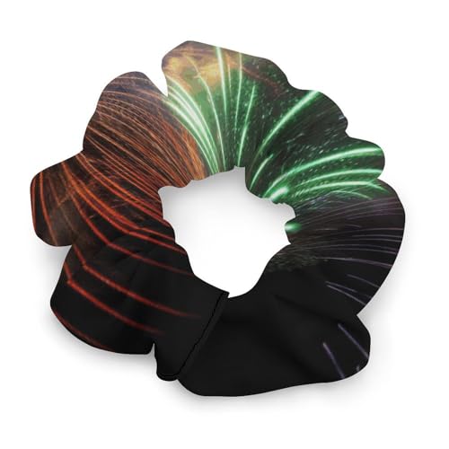 Stretch-Satin-Haargummis, prächtiges Feuerwerk, Dutt, Haar-Accessoires, dehnbare Haarbänder, modische Haarbänder für Damen von WYUSPGK