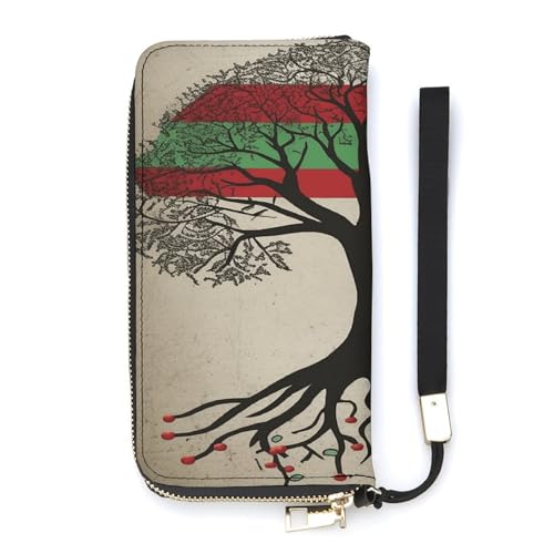 WYUSPGK Geldbörse aus PU-Leder, Motiv: Baum des Lebens, Palästinensische Flagge, Kartenhalter, Geldbörse, großes Fassungsvermögen, lange Geldbörse für Damen, Handheld-Clutch, Stil, 20 x 10,5 cm, von WYUSPGK