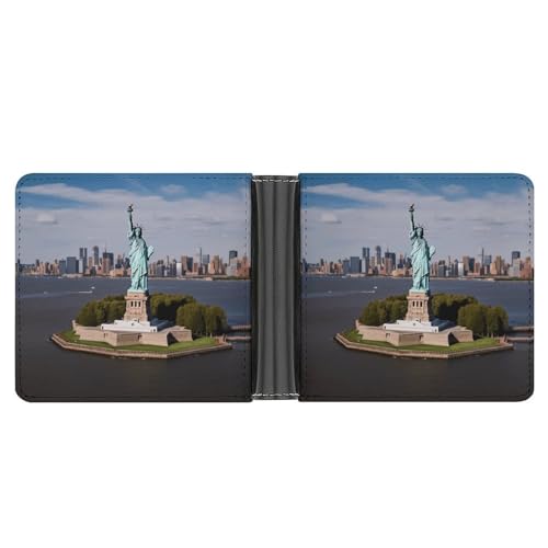 WYUSPGK Herren-Geldbörse, Ledergeldbörse, Freiheitsstatue mit NYC-Druck, geeignet für den täglichen Gebrauch, Freiheitsstatue in NYC, Einheitsgröße, Freiheitsstatue in Nyc, Einheitsgröße von WYUSPGK