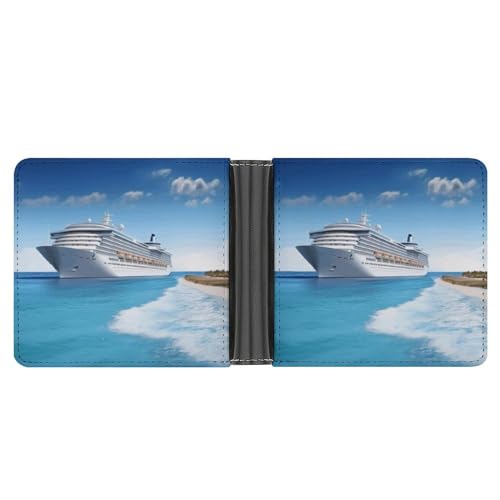 WYUSPGK Herren-Geldbörse, Ledergeldbörse, Kreuzfahrtschiff-Druck, geeignet für den täglichen Gebrauch auf Reisen, Kreuzfahrtschiff, Einheitsgröße, Kreuzfahrtschiff am Meer, Einheitsgröße von WYUSPGK