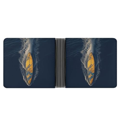 WYUSPGK Herren-Geldbörse, Ledergeldbörse, Surfbrett-Druck, geeignet für den täglichen Gebrauch auf Reisen, Surfbrett, Einheitsgröße, Surfbrett, Einheitsgröße von WYUSPGK