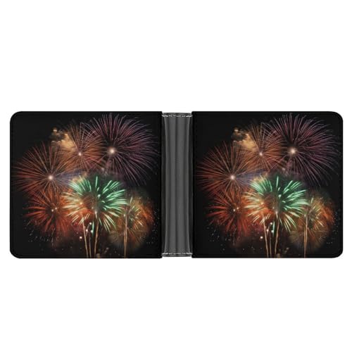 WYUSPGK Herren-Geldbörse, Ledergeldbörse, prächtiges Feuerwerk-Druck, geeignet für den täglichen Gebrauch, auf Reisen, herrliches Feuerwerk, Einheitsgröße, Splendid Fireworks, Einheitsgröße von WYUSPGK