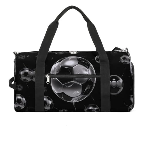 WYUSPGK Reisetasche, Sporttasche, Fußball-Motiv, schwarz, für Damen und Herren, Turnbeutel, Turnbeutel mit Schuhfach, Schwarz, Einheitsgröße, Fußball Schwarz, Einheitsgröße von WYUSPGK