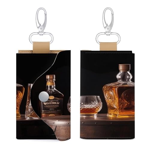 WYUSPGK Schlüsseltasche aus Leder, Whisky Bier Bilder Druck Chic Schlüsselhalter Alltag Schlüsseltasche Multifunktionale Schlüsseltasche Praktische Schlüsseltasche Stil Einheitsgröße, Stil:, von WYUSPGK