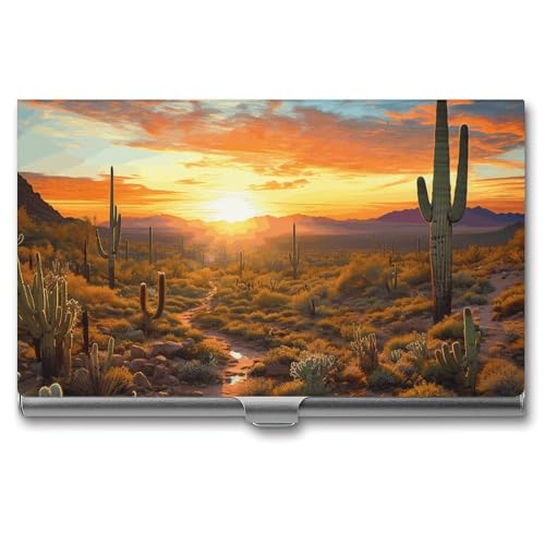 WYUSPGK Visitenkartenetui aus Metall, Motiv: Saguaros bei Sonnenuntergang, Visitenkartenhalter, Tasche für Männer und Frauen, XB0608021, Saguaros bei Sonnenuntergang, Einheitsgröße, Saguaros at WYUSPGK Visitenkartenetui aus Metall, Motiv: Saguaros bei Sonnenuntergang, Visitenkartenhalter, Tasche für Männer und Frauen, XB0608021, Saguaros bei Sonnenuntergang, Einheitsgröße, Saguaros at von WYUSPGK