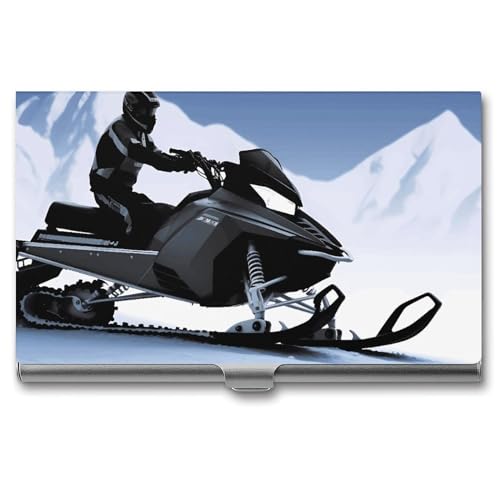 WYUSPGK Visitenkartenetui aus Metall, Schneemobil-Druck, Visitenkartenhalter, für Männer und Frauen, Schneemobil, Einheitsgröße, Schneemobil, Einheitsgröße von WYUSPGK