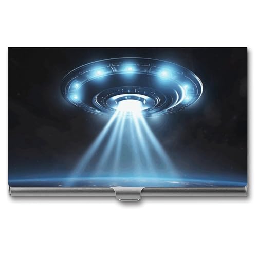 WYUSPGK Visitenkartenetui aus Metall, UFO-Raumschiff-Druck, Visitenkartenhalter, Etui für Männer und Frauen, UFO-Raumschiff, Einheitsgröße, Ufo Raumschiff, Einheitsgröße von WYUSPGK