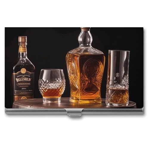 WYUSPGK Visitenkartenetui aus Metall, mit Whisky-Bier-Bildern, Visitenkartenhalter, für Männer und Frauen, Whisky-Bier-Bilder, Einheitsgröße, Whisky Bier Bilder, Einheitsgröße von WYUSPGK