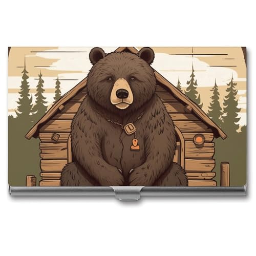WYUSPGK Visitenkartenetui aus Metall, rustikaler Lodge-Bär-Druck, Visitenkartenhalter, Etui für Männer und Frauen, XB0608021, rustikaler Hüttenbär, Einheitsgröße, Rustikaler Hüttenbär, Einheitsgröße WYUSPGK Visitenkartenetui aus Metall, rustikaler Lodge-Bär-Druck, Visitenkartenhalter, Etui für Männer und Frauen, XB0608021, rustikaler Hüttenbär, Einheitsgröße, Rustikaler Hüttenbär, Einheitsgröße von WYUSPGK