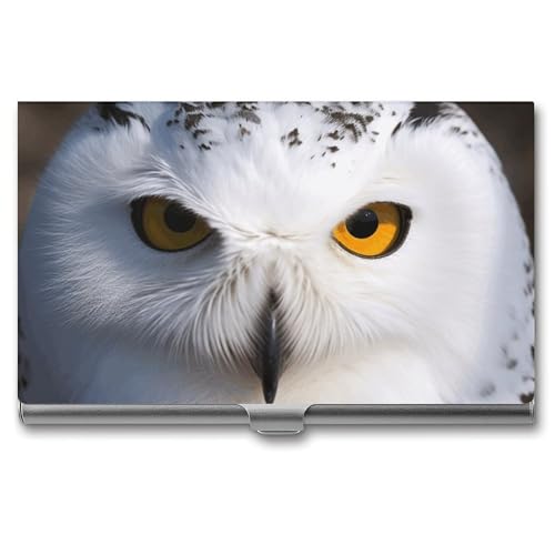 WYUSPGK Visitenkartenetui aus Metall, verschneite Eulen-Augen, Visitenkartenhalter, Tasche für Männer und Frauen, verschneite Eulenaugen, Einheitsgröße, Schneeeule Augen, Einheitsgröße von WYUSPGK