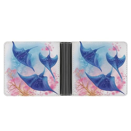 WYUSPGK XB0608021 Herren-Ledergeldbörse, Meerestiere, Stachelrochenmuster, geeignet für den täglichen Gebrauch, XB0608021, Meerestiere, Stachelrochen, Einheitsgröße, Meerestiere Stachelrochen, von WYUSPGK