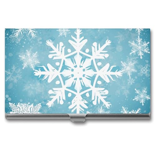 WYUSPGK XB0608021 Visitenkartenetui aus Metall, Winter-Schneeflocken-Druck, Visitenkartenhalter für Männer und Frauen, Winter-Schneeflocke, Einheitsgröße, Winter-Schneeflocke, Einheitsgröße von WYUSPGK