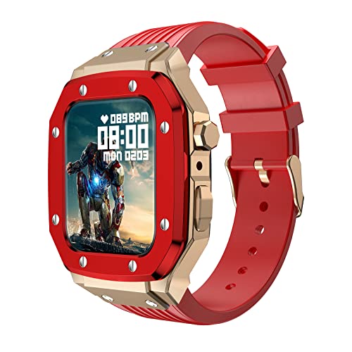 Für die IWatch -Serie 8 7 6 5 4 SE Modification Mod Kit kompatibel mit Apple Watch Band Case 44mm 45 mm 42 mm kompatibel mit Apple Watch Silicon Watch Band + Edelstahl -Uhr Watch Hülle von WYUYIW