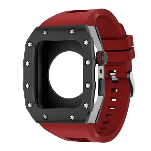 Gummigurt+Metallhülle kompatibel mit Apple Watch Band 44mm 45 mm Modifikation Kit Armband Mit Apple Watch Serie 8 7 Se 6 5 4 DIY Modified kompatibel von WYUYIW