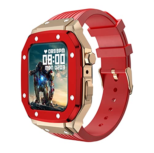 Kompatibel mit Apple Watch Band Case 7 6 5 4 SE Metal Frame Silikongurt für die IWatch -Serie 42mm 44 mm 45 mm Modification Mod Kit von WYUYIW