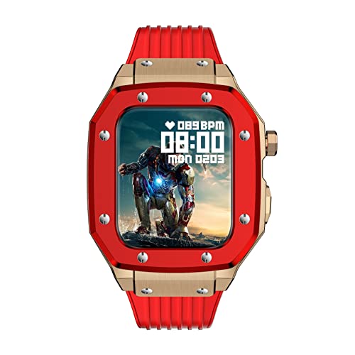 Kompatibel mit Apple Watch Band Series 8 Legierung Watch Hülle 44mm 42 mm 45 mm Silikongurt Metall Rahmen Modifikation Mod Kit von WYUYIW