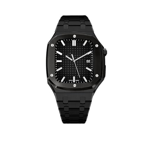 WYUYIW Modifikationskit für Fall 8 7 6 Se 5 4 Edelstahl -Gummi -Band & Gehäuse -Set 45 mm 44 mm 42 mm Mod Kit für iWatch -Gurt von WYUYIW