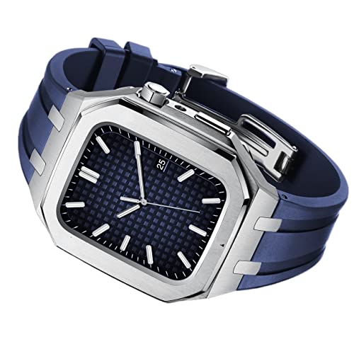 WYUYIW Modifikationskit für Fall 8 7 6 Se 5 4 Edelstahl -Gummi -Band & Gehäuse -Set 45 mm 44 mm 42 mm Mod Kit für iWatch -Gurt von WYUYIW