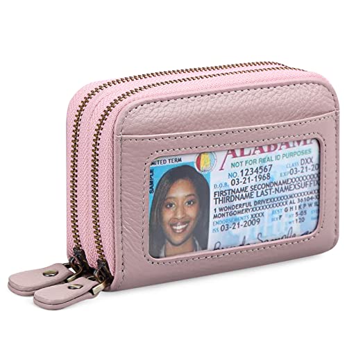 WYUYIWH Dame Brieftasche RFID blockierendes Leder kleine doppelte gefaltete Reißverschlusstasche Brieftasche kompakte Kartenetui Handtasche mit ID-Fenster, A15 Traum lila, A15 Traum lila, A15 Dream von WYUYIWH