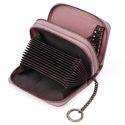 WYUYIWH Damen Geldbörse Leder RFID Blocking Klein Faltbar Reißverschluss Kompakte Tasche mit Ausweisfenster A15 Rosa Typ 2 A15 Rosa-Typ 2, A15 Rosa-Typ 2 von WYUYIWH