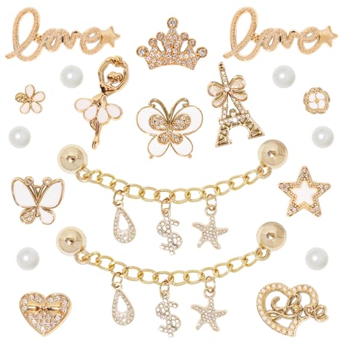 Glitzernde Schuhanhänger für Damen, Kunststoff, Schmetterling, Blume, glitzernde Strasssteine, Perlen, DIY-Schuhdekoration, Anhänger für Frauen, Partygeschenk, one size, Kunststoff, Kein Edelstein von WYVAS