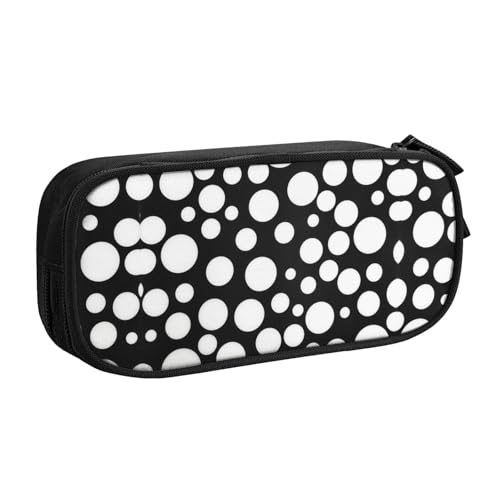 Federmäppchen mit Punkten, Schwarz und Weiß, mit Volldruck-Design, strapazierfähiges Oxford-Tuch, Federmäppchen für Schule, Büro und Reisen, Aufbewahrungstasche mit mehreren Fächern für Stifte von WYYDPPLK