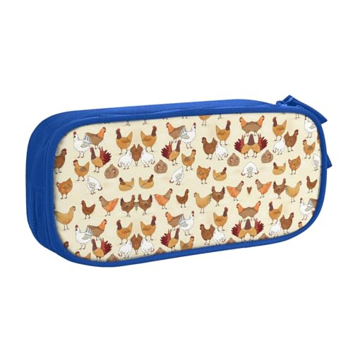 WYYDPPLK A Brood of Chickens Pencase with Full-Print Design - Durable Oxford Cloth Pencil Case for School, Office & Travel - Multi Pocket Storage Bag for Pens, Makeup & Accessories, blau von WYYDPPLK