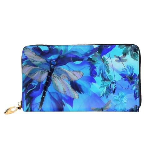 WYYDPPLK Art Libellen-Print Deluxe Leder lange Clutch Geldbörse - Volldruck, doppelseitig, langlebig mit überlegener Speicherkapazität, Art Libelle, Einheitsgröße von WYYDPPLK