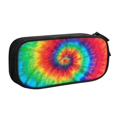 WYYDPPLK Batik-Federmäppchen in Regenbogenfarben mit Volldruck-Design, strapazierfähiges Oxford-Tuch, Federmäppchen für Schule, Büro & Reisen, Aufbewahrungstasche mit mehreren Fächern für Stifte von WYYDPPLK