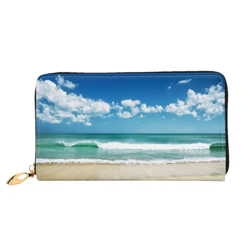 WYYDPPLK Beach White Clouds Print Deluxe Leather Long Clutch Wallet - Full-Print, Double-Sided, Durable with Superior Storage Capacity, Beach White Clouds, Einheitsgröße von WYYDPPLK