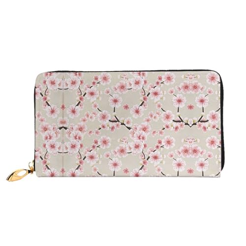 WYYDPPLK Beach White Clouds Print Deluxe Leather Long Clutch Wallet - Full-Print, Double-Sided, Durable with Superior Storage Capacity, Rosa Kirschblüten, Einheitsgröße von WYYDPPLK