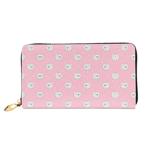 WYYDPPLK Beach White Clouds Print Deluxe Leather Long Clutch Wallet - Full-Print, Double-Sided, Durable with Superior Storage Capacity, Zwergspitz Welpen und Spitze, Einheitsgröße von WYYDPPLK