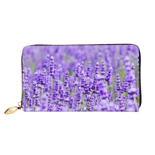 WYYDPPLK Beach White Clouds Print Deluxe Leather Long Clutch Wallet - Full-Print, Double-Sided, Durable with Superior Storage Capacity, violett/lavendel, Einheitsgröße von WYYDPPLK