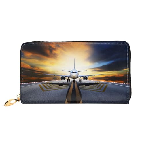 WYYDPPLK Beautiful Hores Print Deluxe Leather Long Clutch Wallet - Full-Print, Double-Sided, Durable with Superior Storage Capacity, Rucksack Flugzeug, Einheitsgröße von WYYDPPLK