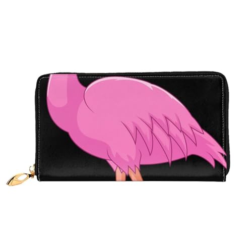 WYYDPPLK Biber Print Deluxe Leder Lange Clutch Geldbörse - Volldruck, doppelseitig, langlebig mit überlegener Speicherkapazität, Cartoon Flamingo, Einheitsgröße von WYYDPPLK