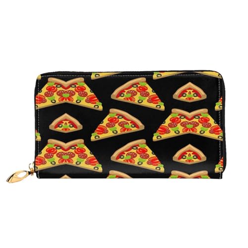 WYYDPPLK Biber Print Deluxe Leder Lange Clutch Geldbörse - Volldruck, doppelseitig, langlebig mit überlegener Speicherkapazität, Leckere Pizza, Einheitsgröße von WYYDPPLK