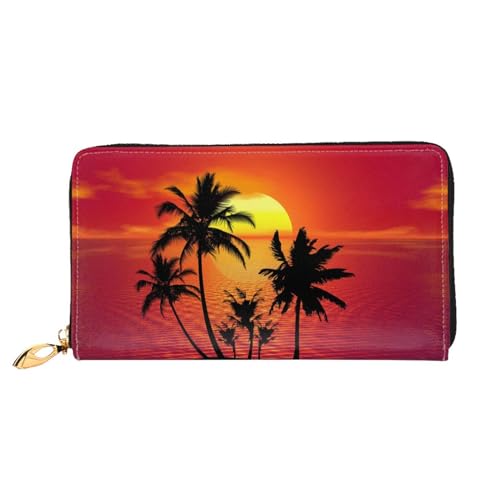 WYYDPPLK Biber Print Deluxe Leder Lange Clutch Geldbörse - Volldruck, doppelseitig, langlebig mit überlegener Speicherkapazität, Tropical Sunset, Einheitsgröße von WYYDPPLK