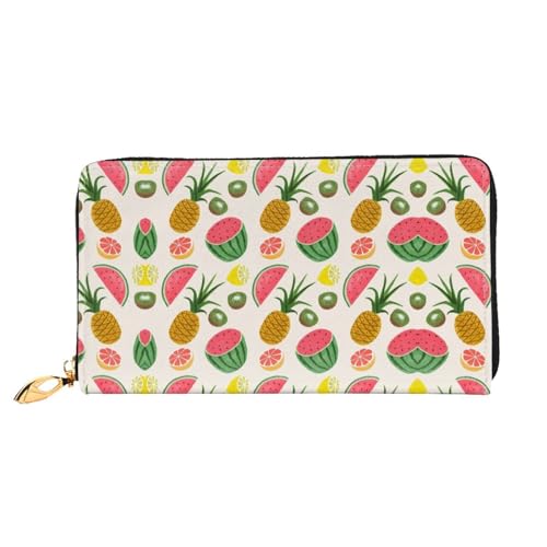 WYYDPPLK Biber Print Deluxe Leder Lange Clutch Geldbörse - Volldruck, doppelseitig, langlebig mit überlegener Speicherkapazität, Tropische Früchte, Einheitsgröße von WYYDPPLK