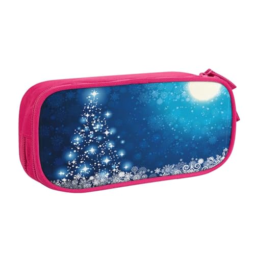 WYYDPPLK Blaue Weihnachts-Schneeflocken-Federmäppchen mit Volldruck-Design, strapazierfähiges Oxford-Tuch-Federmäppchen für Schule, Büro & Reisen, Multi Pocket Aufbewahrungstasche für Stifte, Make-up von WYYDPPLK