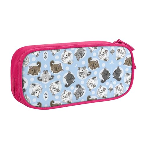 WYYDPPLK Blaues Federmäppchen mit Chinchillas und Mond mit Volldruck-Design, strapazierfähiges Oxford-Tuch, Federmäppchen für Schule, Büro & Reisen, Multi Pocket Aufbewahrungstasche für Stifte von WYYDPPLK