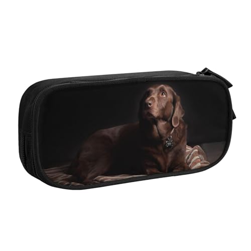 WYYDPPLK Braune Labrador-Federmäppchen mit Volldruck-Design, strapazierfähiges Oxford-Stoff-Federmäppchen für Schule, Büro & Reisen, Multi Pocket Aufbewahrungstasche für Stifte, Make-up & Zubehör von WYYDPPLK