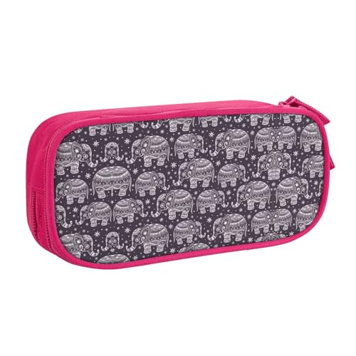 WYYDPPLK Cartoon Cute Elephant Pencase with Full-Print Design - Durable Oxford Cloth Pencil Case for School, Office & Travel - Multi Pocket Storage Bag for Pens, Makeup & Accessories, rose von WYYDPPLK